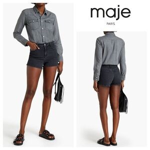 NWOT Maje Denim Playsuit in Black and Grey Denim